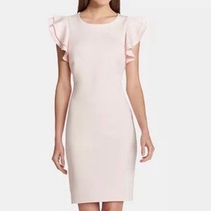 Tommy Hilfiger
Scuba Crew Neck Flutter Ruffle Cap Sleeve Sheath Dress Size 12.